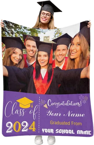 Vista 22 de Manta personalizada de graduación 2025, manta personalizada para regalo de graduación con nombre de la universidad, manta de felicitación