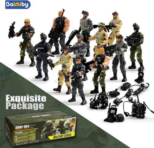 Vista 3 de 12 piezas de figuras de acción de hombres del ejército, juego de juguetes de soldados militares para niños, figura de acción de hombres del ejército
