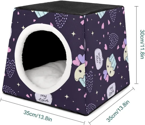 Vista 2 de Fashion Capsule Pet Waterloo plegable Cat House Cat Bed Cat Sofá 3 en 1 Diseño para mascotas pequeñas Pastel Púrpura Corazón