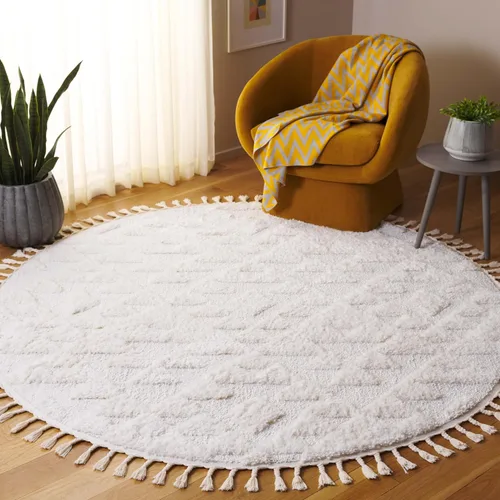 Vista 40 de SAFAVIEH Alfombra marroquí con borlas, 2 x 3 pies, marfil y marrón, no desprende pelusa y fácil de limpiar, textura alta y baja, ideal