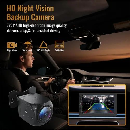 Vista 8 de Haudio - Radio de doble DIN para automóvil con CarPlay inalámbrico y Android Auto, pantalla táctil de 7 pulgadas, estéreo para automóvil, navegación