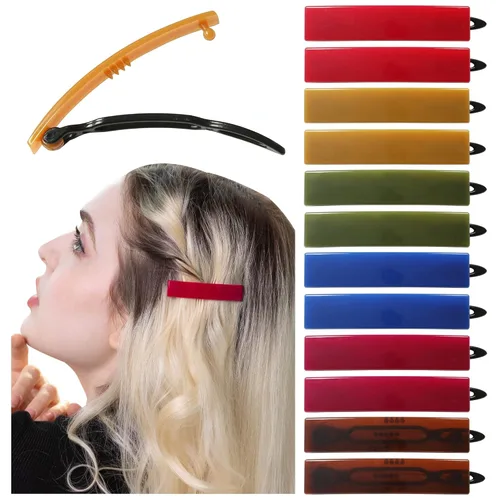 Vista 16 de Juego de 12 pasadores de pelo para mujeres y niñas, pinzas para cabello grueso y fino, accesorios para el cabello no metálicos, agarre