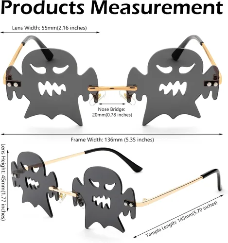 Vista 4 de DeBuff Gafas de sol de Halloween sin montura para mujeres y hombres, para fiesta, lindos bailes de graduación, cosplay, fuego, llama, estrella