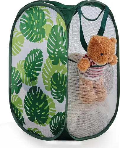 Vista 21 de Cesta de malla desplegable para ropa sucia con asas duraderas - Cesta plegable portátil para dormitorio, baño y viajes (negro)