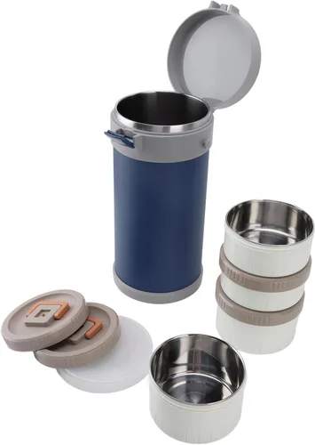 Vista 8 de para alimentos calientes, acero inoxidable 304 2.9L apilable aislado tarro de alimentos con 4 niveles, a prueba de fugas, lonchera térmica al vacío
