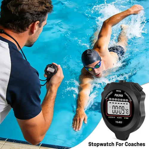 Vista 5 de Stopwatch Timer Lap Split Digital Stopwatch with Clock Calendar Alarm, Large Display Stop Watch for Sports Kids Coaches Swimming Running