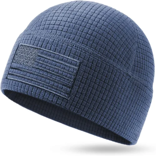 Vista 8 de OUTDOOR SHAPING Gorro de forro polar con bordado de bandera americana en cuadrícula, táctico, militar, gorra de cráneo del ejército