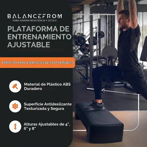 Vista 3 de BalanceFrom 31-inch Aerobic Step Platform Trainer with 3 Adjustable Risers Negro