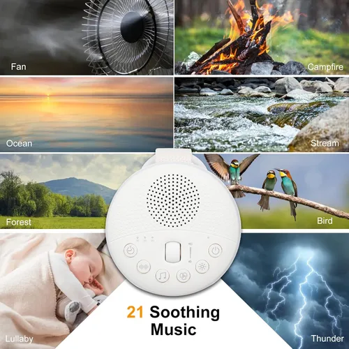 Vista 6 de Máquina de ruido blanco: máquina de sonido portátil con luz nocturna suave para bebés y adultos Máquina de sonido para dormir con 3