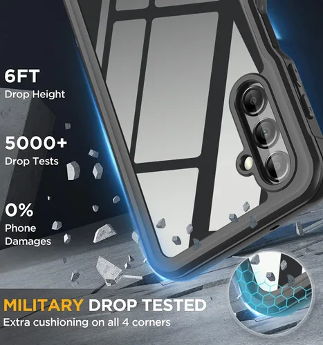 Vista 4 de Funda impermeable para Samsung Galaxy A14 5G, protector de pantalla integrado, cuerpo completo de 360°, resistente a prueba de golpes, a prueba
