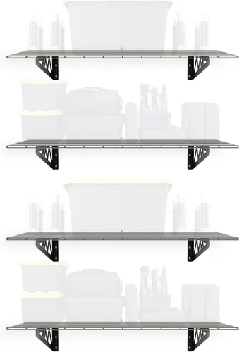 Vista 10 de MonsterRax - Estante de pared de garaje de 12 x 36 pulgadas, paquete de 2, 300 libras, color Hammertone