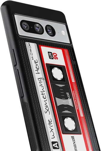Vista 2 de Funda de goma negra personalizada con cinta de casete compatible con Google Pixel 10, 10 Pro, 10 Pro XL, 9a, 9 Pro, Pixel 9, Pixel 9 Pro XL, 8a, 8