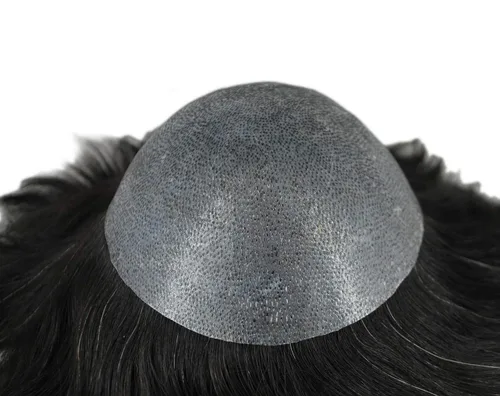 Vista 5 de Peluca de cabello humano natural para hombre, color negro, mezcla de gris, 1B10