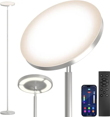 Vista 8 de Keepsmile Lámpara de pie de iluminación doble cara LED con aplicación inteligente 36W/2600LM lámpara de pie alta brillante RGB lámpara de pie