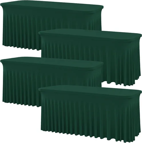 Vista 16 de Mantel rectangular de elastano negro, funda elástica ajustada para mesas rectangulares de 1,8 m, falda de mesa elástica sin arrugas para decoración