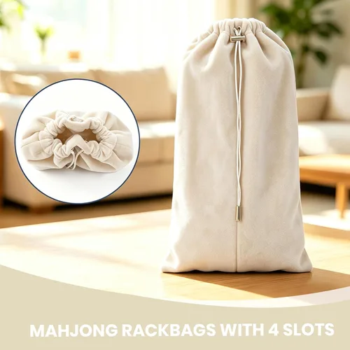 Vista 9 de Mahjong - Bolsa con 4 divisores para estantes Mahjong de 16 a 20 pulgadas Beige Blanco