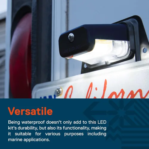 Vista 5 de True Mods - Luz LED negra para placa de matrícula para remolque de barco [montaje de soporte de acero] [DOT FMVSS 108] [SAE L] 12 V CC impermeable