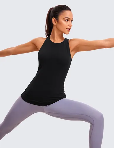 Vista 6 de CRZ YOGA Butterluxe - Camiseta sin mangas de cuello alto con espalda cruzada para mujer, con brasier integrado, para entrenamiento, yoga, atlética