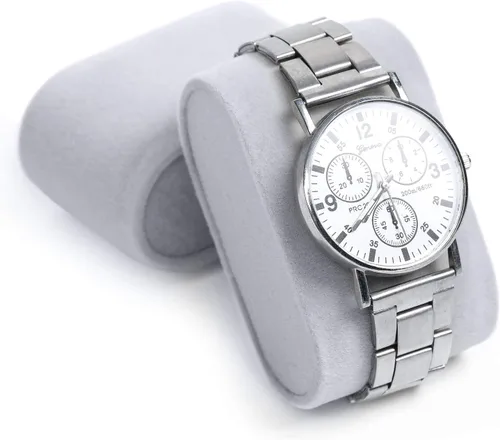 Vista 7 de Caja de reloj con 12 ranuras para reloj, organizador con parte superior de cristal, caja de almacenamiento de reloj negra para hombres y mujeres