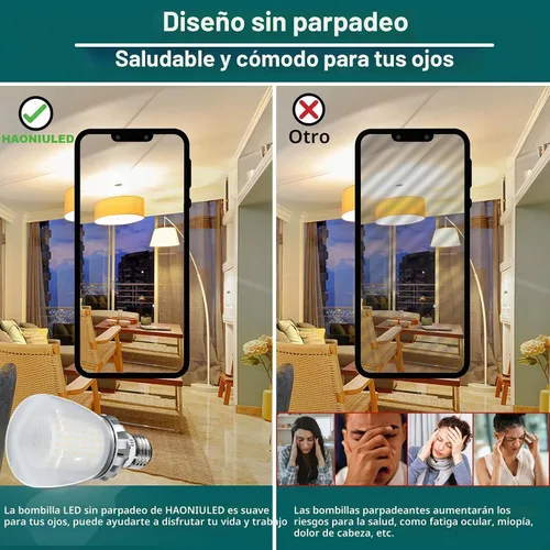 Vista 7 de Bombillas LED A19 equivalentes a 250 W, bombillas LED brillantes de 3670 lúmenes, 3000 K, blanco cálido, 27 W, E26, bombilla LED de maíz