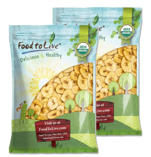 Vista 6 de Chips de plátano orgánicos, 1 libra, endulzados, sin sulfuro, sin OMG, kosher, veganos, a granel