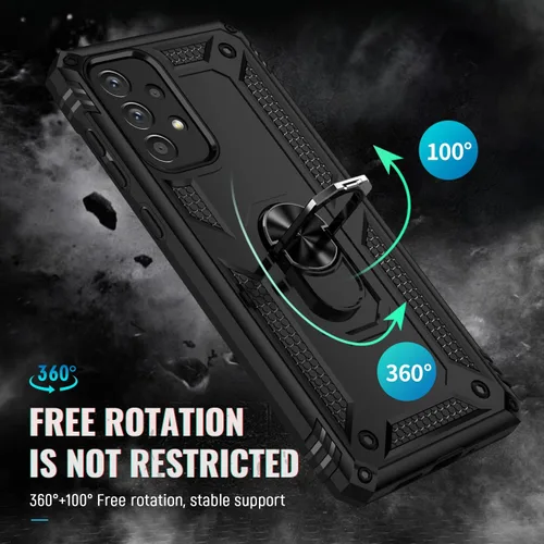Vista 5 de Funda compatible con Xiaomi Redmi A1, compatible con Redmi A2 4G funda para teléfono con soporte de anillo 2 en 1, color negro