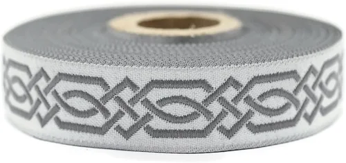 Vista 9 de Carrete de 10.9 yardas 0.79 pulgadas de ancho azul celta Claddagh bordado Jacquard Ribbon 20272