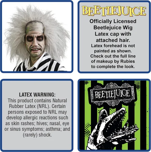 Vista 2 de Rubie's. Peluca blanca de disfraz Beetlejuice., talla única , Blanco