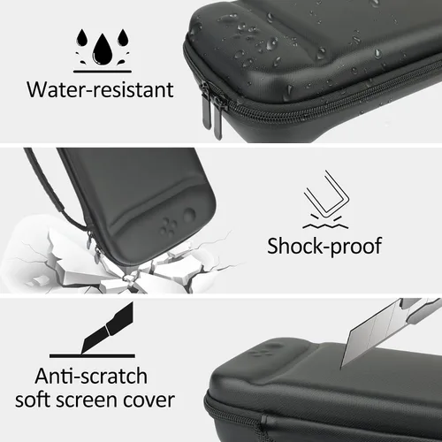 Vista 13 de Kit de accesorios para Nintendo Switch, paquete de tapas de agarre para controles redondos, estuche de transporte, protector de pantalla y control