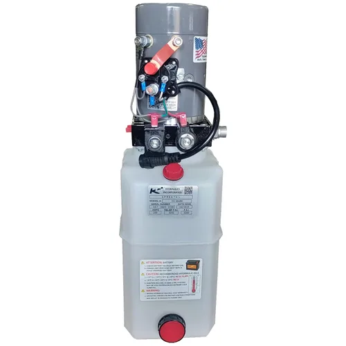 Vista 2 de KTI Hydraulics - Unidad de potencia de bomba hidráulica para remolque volquete de 12 V con doble efecto simple, 3 cuartos de galón