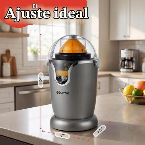 Vista 8 de Gourmia Exprimidor de Cítricos Automático de Mano con Operación de Un Toque - Cono Universal, Boquilla Antigoteo, Accesorios Aptos