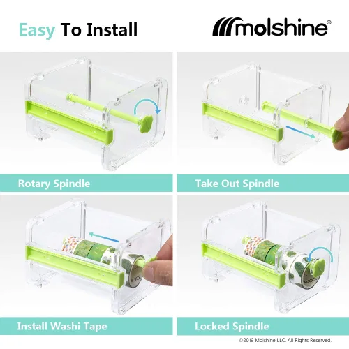 Vista 4 de molshine Dispensador de cinta adhesiva Washi transparente para escritorio, cortador de cinta, soporte de cinta adhesiva (no incluye cinta adhesiva)
