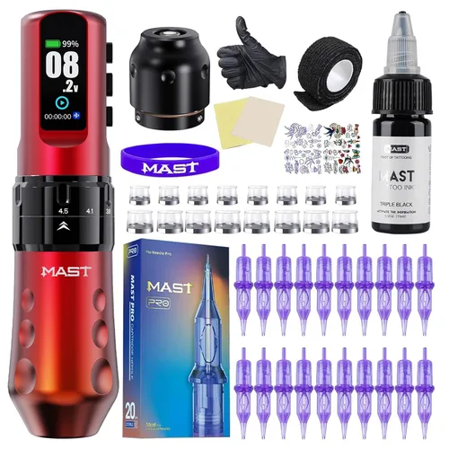 Vista 11 de Mast Tattoo Flip4 Pro - Kit de máquina de tatuaje inalámbrica Pistola de Negro
