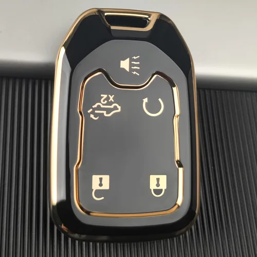 Vista 3 de OLLEN Funda para llavero de TPU de 5 botones, compatible con GMC Acadia 2017-2024, para Terrain 2018-2024, compatible con Sierra 2019-2024