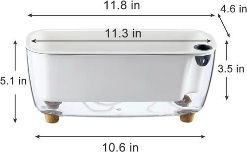 Vista 4 de Paquete de 5 macetas rectangulares de 11.8 x 4.6 pulgadas, macetas de riego automático para alféizar de ventana, macetas rectangulares
