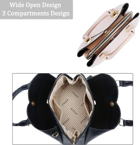 Vista 7 de KKXIU Monederos y bolsos de mano con triple compartimento para mujer, bolso de mano con asa superior