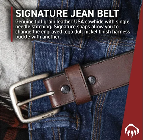 Vista 5 de Wolverine Men's Full Grain Leather Workwear Heavy Duty Durable Everyday Classic Casual Metal Buckle