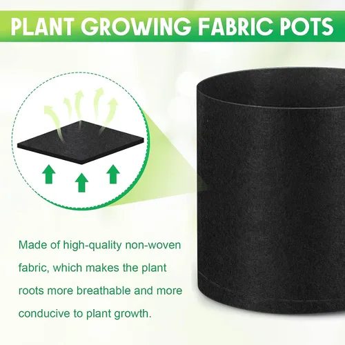 Vista 4 de Nuanchu 50 paquetes de bolsas de cultivo, macetas pequeñas de tela de aireación, bolsas de jardín no tejidas, macetas de cultivo con 50 etiquetas