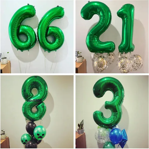 Vista 3 de Globos de color verde oscuro con el número 10 de 40 pulgadas, globos de helio de papel de aluminio de 10 pulgadas para decoración de eventos de 10º