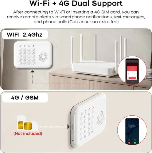 Vista 3 de PGST Sistema de alarma para el hogar, sistema de alarma para seguridad en el hogar, control remoto inalámbrico WiFi, aplicación de alerta, sensor