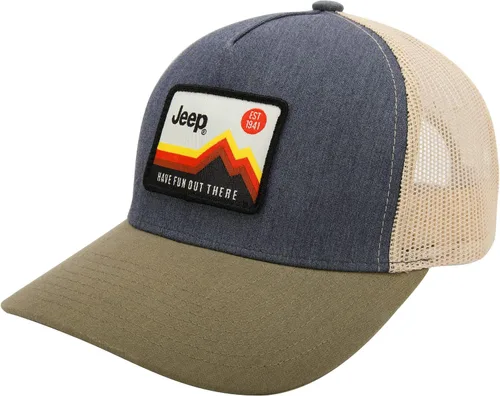 Vista 5 de Jeep Have Fun Out There Trucker Snapback - Sombrero gris y verde militarcrema, GrisVerdeCrema