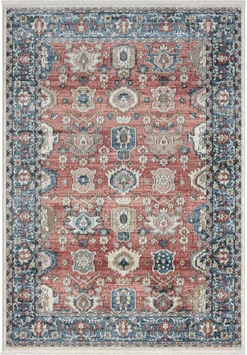 Vista 3 de Abani Savoy Collection - Alfombra de área, diseño vintage rojo y crema, 4 x 6 pies, fácil de limpiar, duradera para niños y mascotas, no desprende
