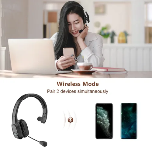Vista 4 de Trucker Auriculares Bluetooth V5.0, Auriculares Inalámbricos con Cancelación de Ruido y Micrófono Silenciador para Teléfonos Celulares, Auriculares