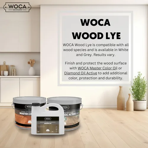 Vista 5 de WOCA Denmark Wood Lye - Tinte escandinavo para madera clara para blanquear y efecto madera flotante, gris, 2.5 L, reduce el amarillamiento en madera