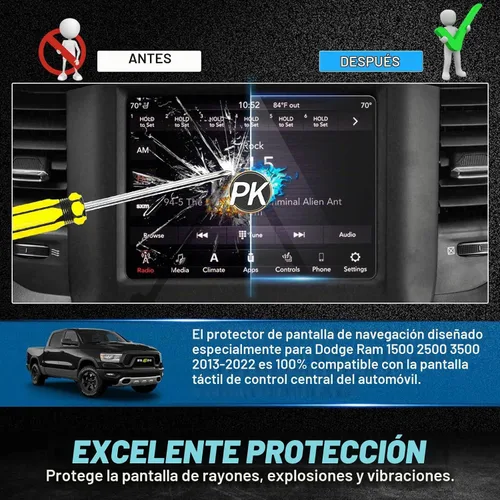 Vista 4 de Autorder Ajuste personalizado para protector de pantalla 2013-2024 2025 2026 Dodge Ram 1500 2500 3500 Accesorios vidrio templado pantalla