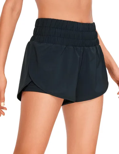 Vista 9 de CRZ YOGA - Pantalones cortos de correr 2 en 1 divididos para mujer de 3 pulgadas - Pantalones cortos de entrenamiento atlético de cintura alta