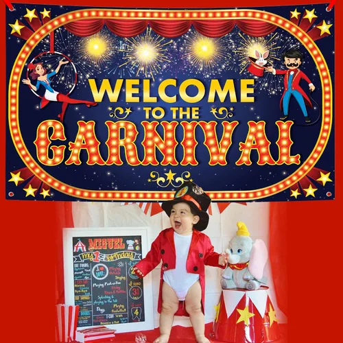 Vista 4 de KatchOn Cartel de bienvenida al carnaval de 72 x 44 pulgadas, decoraciones