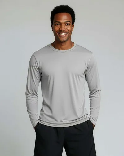 Vista 57 de Real Essentials Paquete de 4 unidades: camiseta de manga larga para hombre Dry Fit, disipa la humedad, protección solar FPU 50+ contra rayos