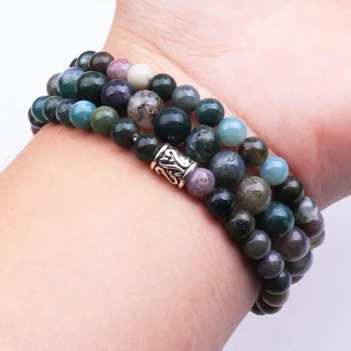 Vista 6 de UEUC 7 - Brazalete curativo de 7 chakras de hematita para mujer, juego de brazalete difusor con dije de flor de loto para yoga o reiki, brazalete
