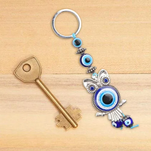 Vista 4 de Llavero de mal de ojo, dije azul de protección turca, soporte para llaves de buena suerte, lindo adorno colgante de automóvil, decoración del hogar